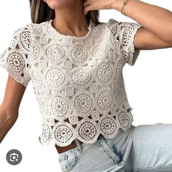 Abercrombie & Fitch White Crochet Women's Top - Picture 8 of 8